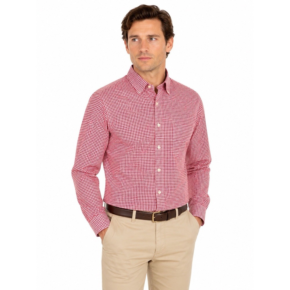 Brooks Brothers 1818 Regent Red Gingham Dress Shirt Men's 16 2/3 Non Iron EUC